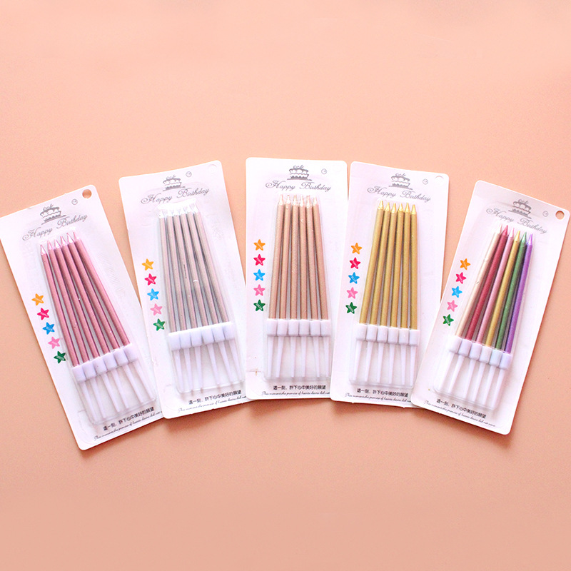 Wholesale Gold-Plated Pencil Candle Creative Birthday Cake Candle Birthday Candle Golden Champagne Candle
