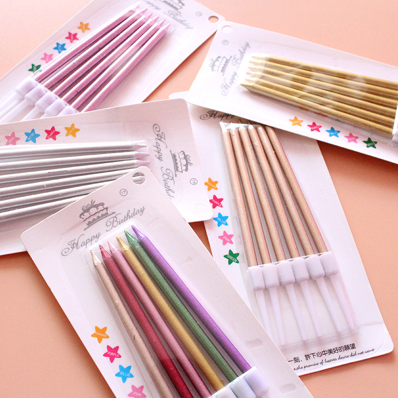 Wholesale Gold-Plated Pencil Candle Creative Birthday Cake Candle Birthday Candle Golden Champagne Candle