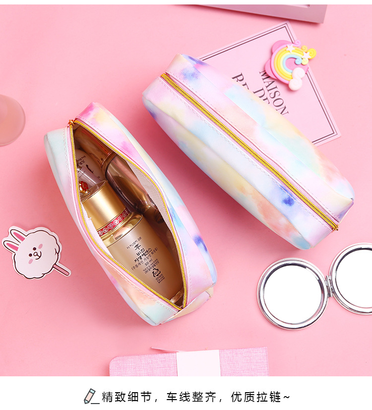 Rainbow pen bag PU pencil bag stationery bag makeup bag wash bag dazzle color pen bag storage bag