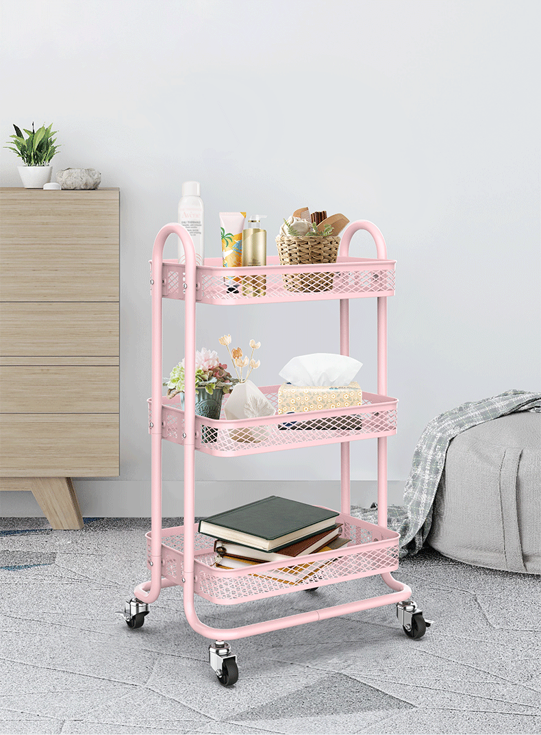 Floor Multi-Layer Storage Trolley Kitchen Storage Rack Household Portable Trolley Pulley Mobile Storage Car Floor Multi-Layer Storage Trolley Kitchen Storage Rack Household Portable Trolley Pulley Mobile Storage Car