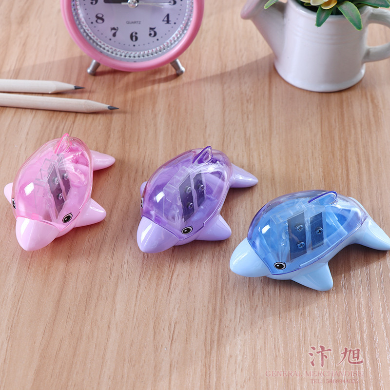 Factory Direct Supply Dolphin Pencil Sharpener Manual Double Hole Student Pencil Knife Plastic Shell Penknife Wholesale