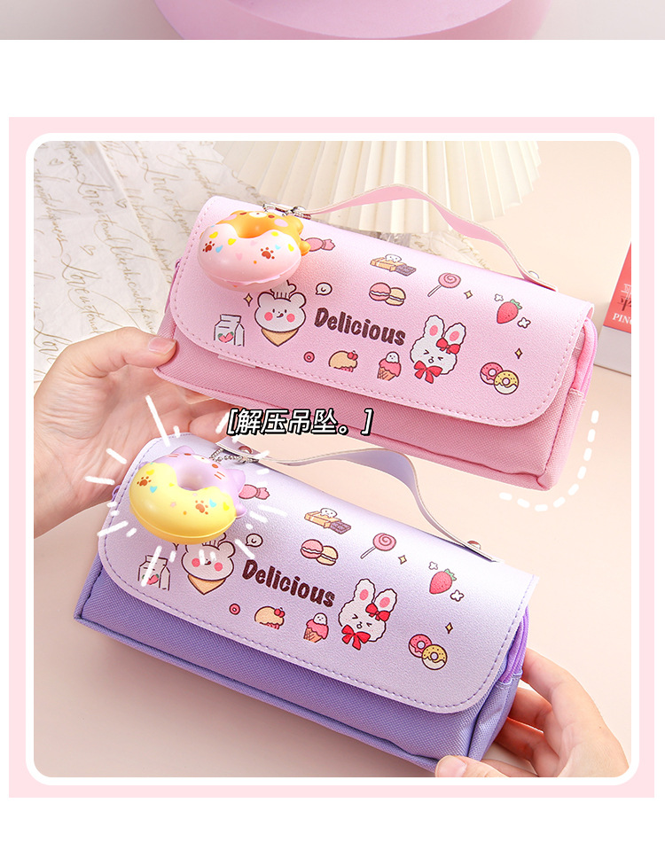 Pencil Case Stationery Box Pencil Box Storage Cute Wholesale Primary School Student Multi-Functional Large Capacity Female Decompression