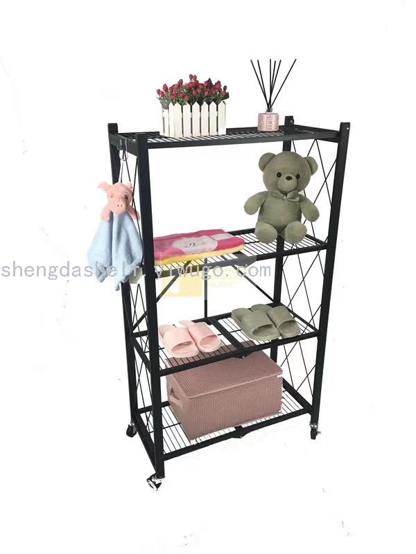 Folding shelving Floor multilayer shelving with pulley collection folding frame Folding shelving Floor multilayer shelving with pulley collection folding frame