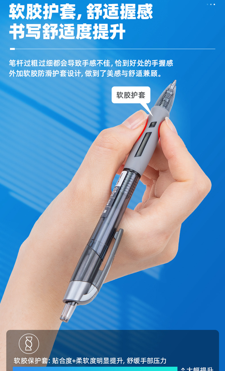 Deli S08 Press Gel Pen 0.5mm Blue Black Bullet Plastic Pressed Pen Students' Office Stationery Ball Pen Deli S08 Press Gel Pen 0.5mm Blue Black Bullet Plastic Pressed Pen Students' Office Stationery Ball Pen