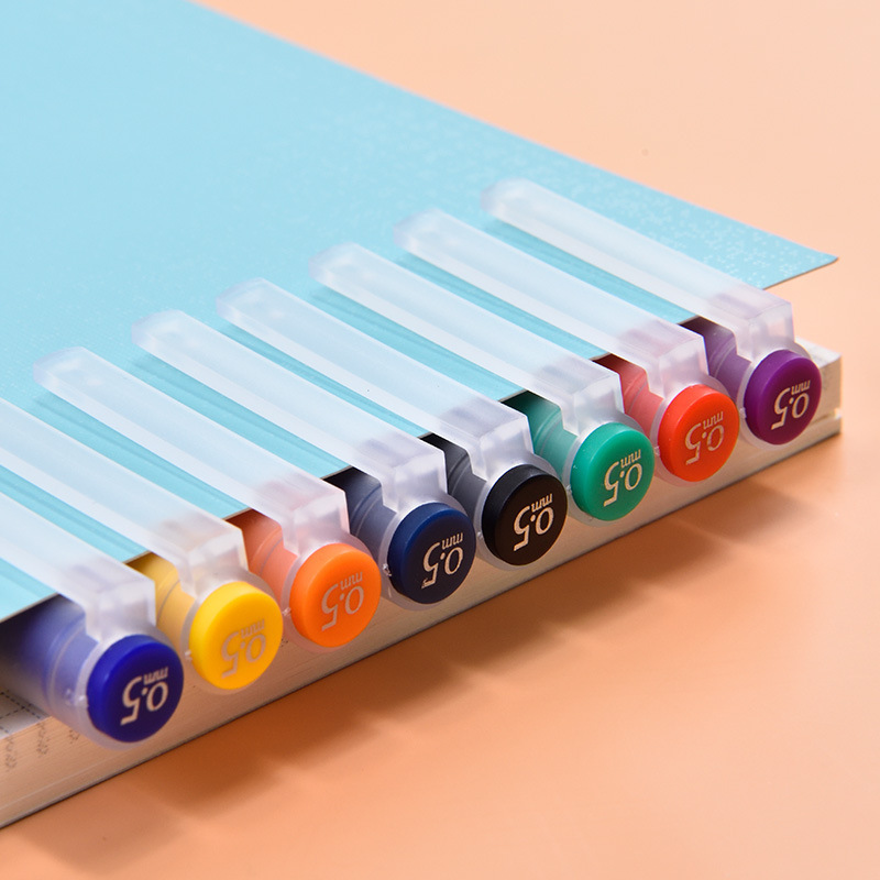Deli 33160 Color Gel Pen Set 0.5mm Full Needle Tube 8 Pens +8 Refills Painting Marker Ball Pen