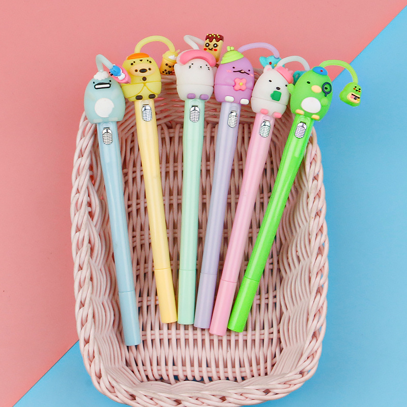 Cute Glowing Doll Gel Pen Cartoon Girlish Black Gel Pen Learning Stationery Office Supplies Signature Pen