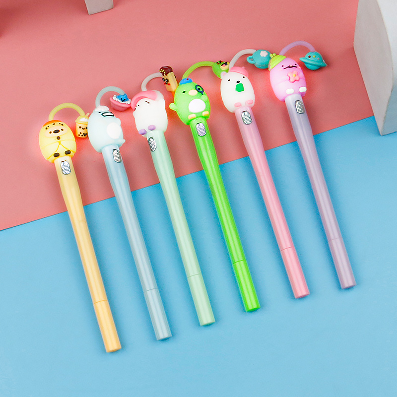 Cute Glowing Doll Gel Pen Cartoon Girlish Black Gel Pen Learning Stationery Office Supplies Signature Pen