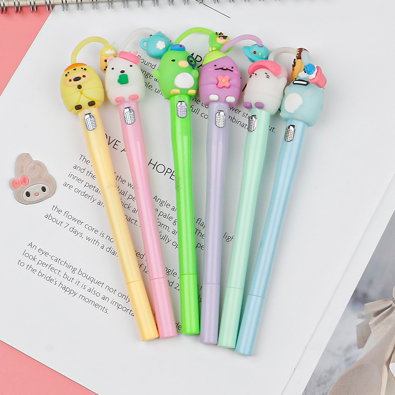 Cute Glowing Doll Gel Pen Cartoon Girlish Black Gel Pen Learning Stationery Office Supplies Signature Pen