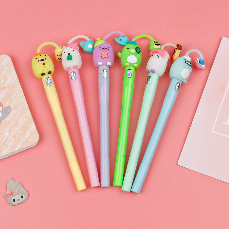 Cute Glowing Doll Gel Pen Cartoon Girlish Black Gel Pen Learning Stationery Office Supplies Signature Pen