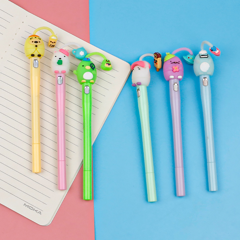 Cute Glowing Doll Gel Pen Cartoon Girlish Black Gel Pen Learning Stationery Office Supplies Signature Pen