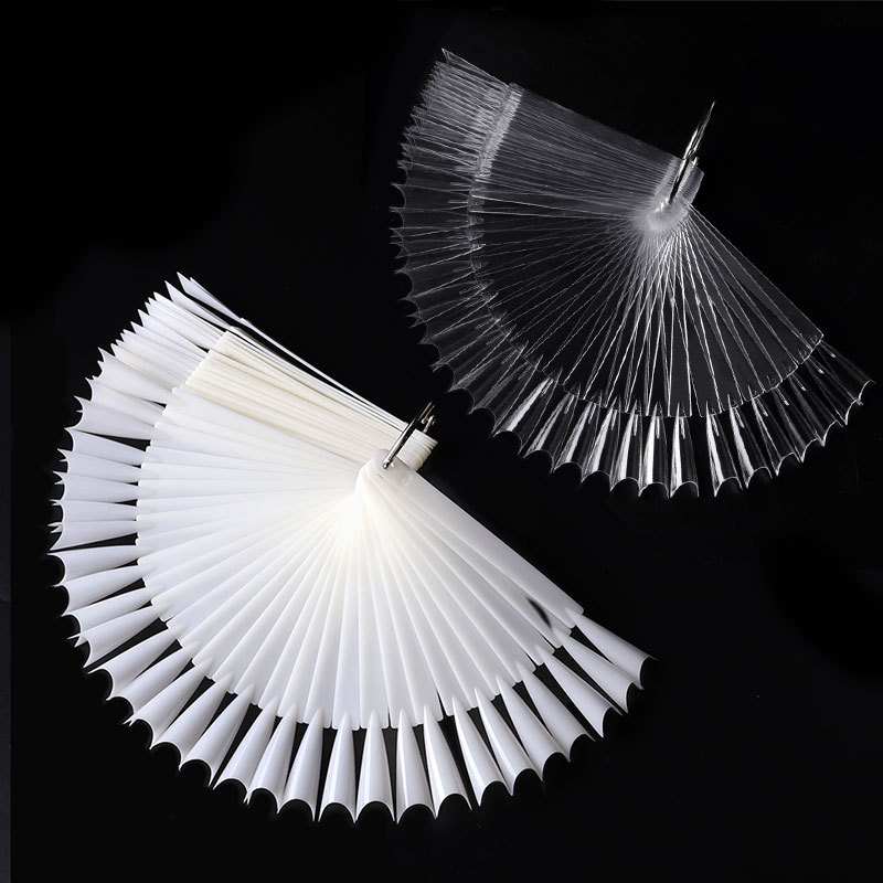 Cross-Border Manicure Fan-Shaped Color Palette New Ghost Tip Nail Tip Pointed French Nail Polish Display Color Disk Nail Tip 50 Colors
