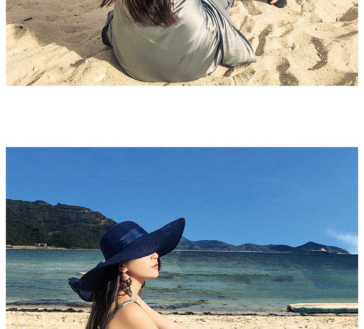 Beach Straw Hat Women's Summer Seaside Travel Big Brim Sun Protection Sun Shade Vacation All-Match Wide Brim Summer Hat Sun Hat