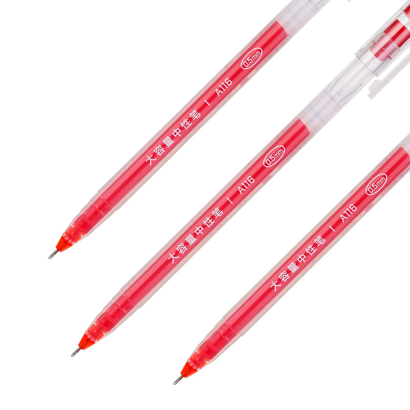 Deli A116 Giant Writing Gel Pen Large Capacity Carbon Ball Pen 0.5mm Student Exam Signature Pen