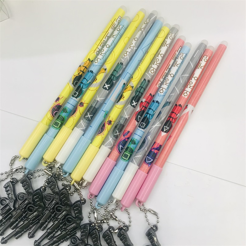 Erasable Pen Student Rub Easy to Wipe Water-Based Paint Pen Office Supplies Chicken Model Pendant Carbon Blue Gel Pen