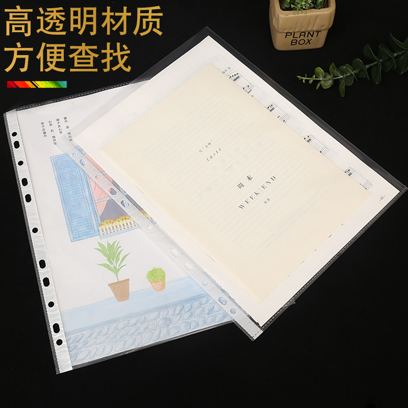 Thickened 11-Hole A4 File Bag 4C 11 Empty Loose-Leaf Bag File Protective Film Office Supplies Wholesale
