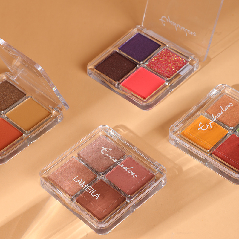 Free Shipping Tik Tok Live Stream Internet Celebrity Four Color Eyeshadow Palette Shimmer Matte Makeup Portable Lazy Eyeshadow Beauty