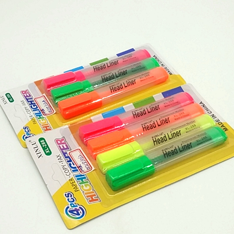 Sunshine Department Store XL-288 Suction Card 4/3 PCs Fluorescent Pen Student Watercolor Pen, Office Supplies