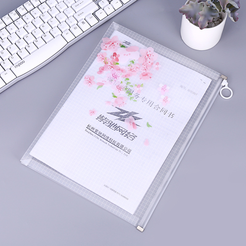 Small fresh students stationery storage convenient documents bag office supplies transparent zipper folder