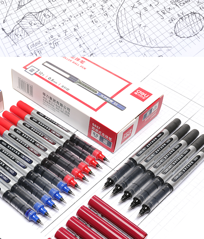 Deli S656 Straight-Liquid Ballpoint Pen 0.5 Ball Pen Black Student Office Signature Pen Carbon Water-Based Gel Pen Deli S656 Straight-Liquid Ballpoint Pen 0.5 Ball Pen Black Student Office Signature Pen Carbon Water-Based Gel Pen