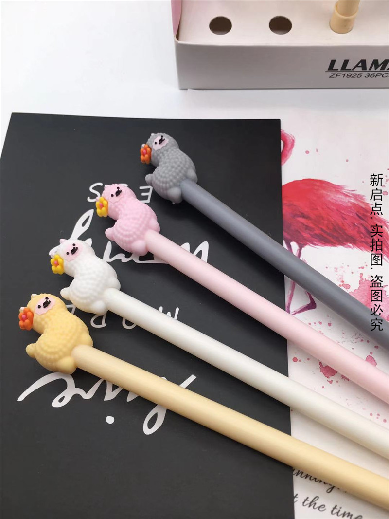 Creative silica gel pen cartoon alpaca neutral pen color little sheep pen small prize wholesale