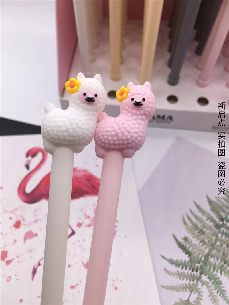 Creative silica gel pen cartoon alpaca neutral pen color little sheep pen small prize wholesale Creative silica gel pen cartoon alpaca neutral pen color little sheep pen small prize wholesale