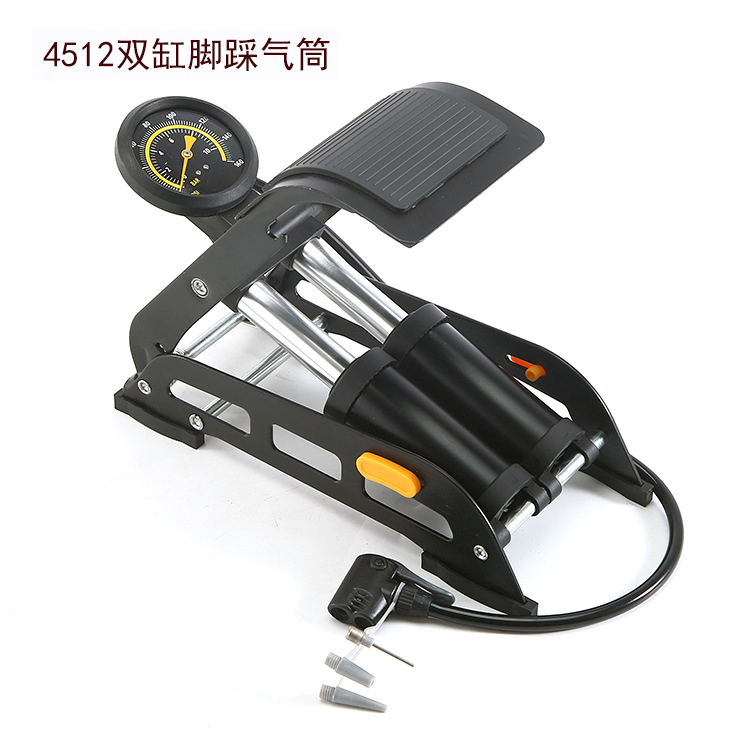 4512 Bicycle Pedal High Pressure Double Cylinder Inflator Folding Car Motorcycle Bicycle Double Cylinder Foot Air Pump