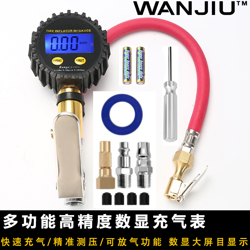 Display Pneumatic MultiFunction Pressure Measuring Inflatable Gun Digital Tire Inflator Reinforced Inflatable Quick Clip
