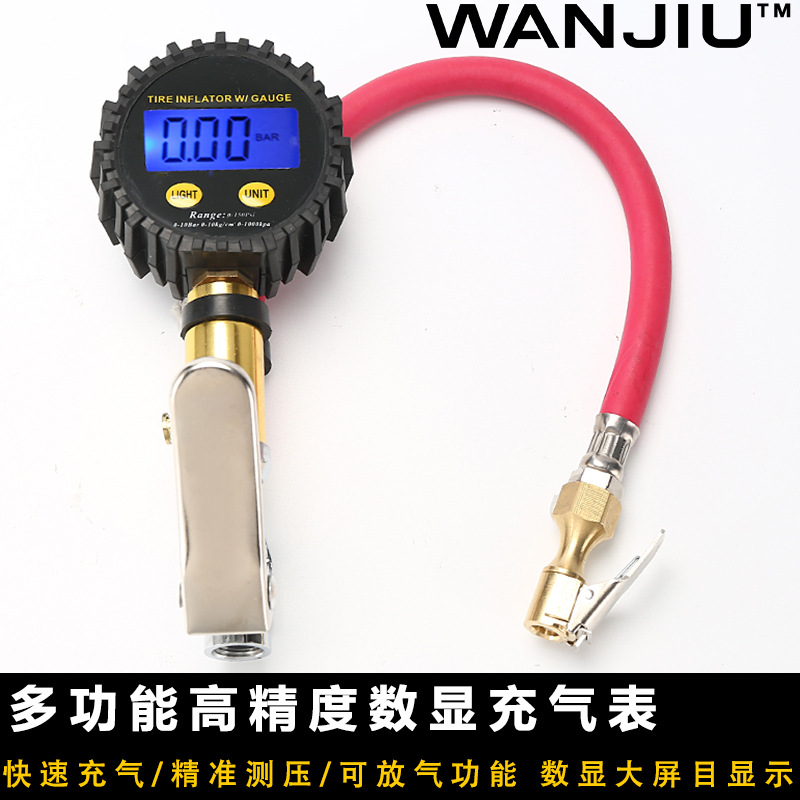 Display Pneumatic MultiFunction Pressure Measuring Inflatable Gun Digital Tire Inflator Reinforced Inflatable Quick Clip
