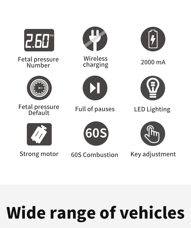 Vehicle Air Pump Car Inflatable Car Portable Electric Intelligent Multi-Function Tire Inflator Wireless