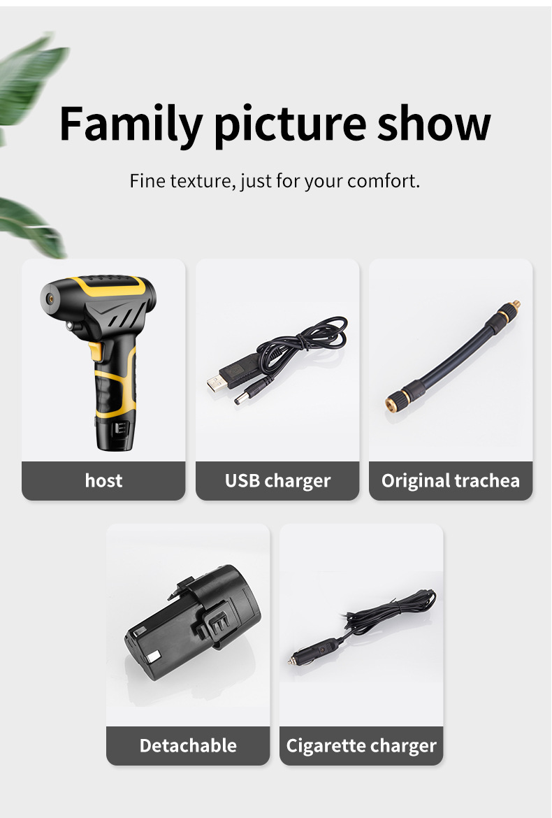 Vehicle Air Pump Car Inflatable Car Portable Electric Intelligent Multi-Function Tire Inflator Wireless