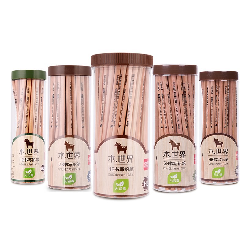 Deli Stationery Log HB Pencil Children&#039;s 2B Pencil Painting Sketch Pen Pupils&#039; Supplies 30 50 Barrels