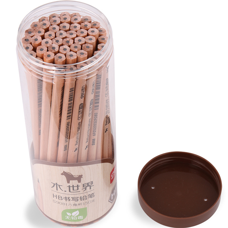 Deli Stationery Log HB Pencil Children&#039;s 2B Pencil Painting Sketch Pen Pupils&#039; Supplies 30 50 Barrels