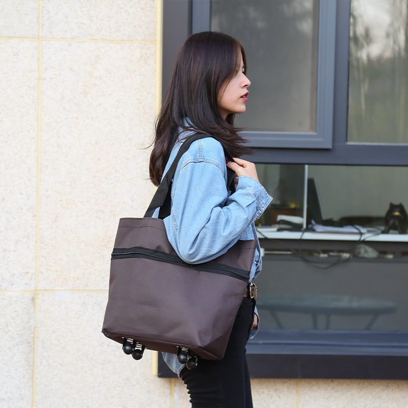 WholesaleNewMulti-PurposeExtendedDraw-BarBagOxfordCloth Travel Bag with Pulley Large Capacity One Shoulder Shopping Bag