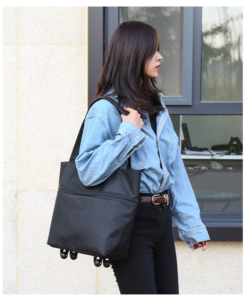 WholesaleNewMulti-PurposeExtendedDraw-BarBagOxfordCloth Travel Bag with Pulley Large Capacity One Shoulder Shopping Bag