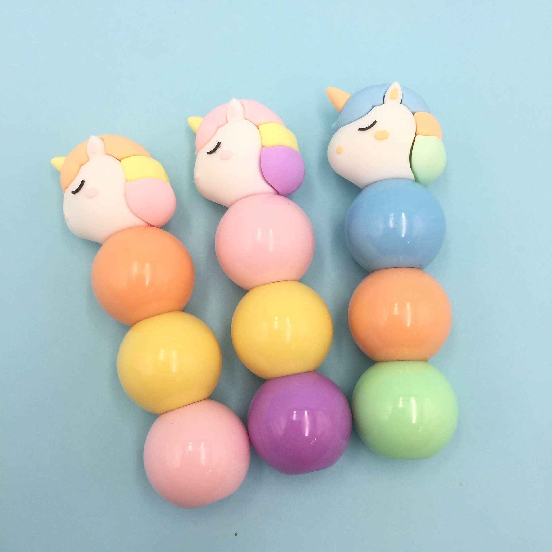 Korean Silicone Unicorn Fluorescent Pen Building Blocks Splicing Assembly Macaron Color Highlighter Key Mark Hand Account Pen
