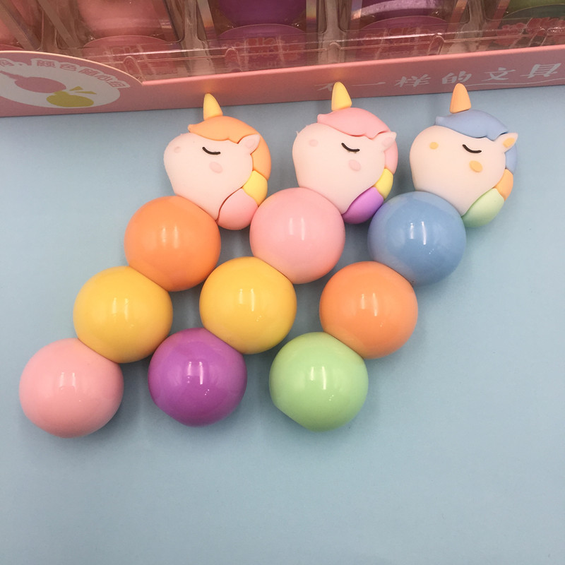 Korean Silicone Unicorn Fluorescent Pen Building Blocks Splicing Assembly Macaron Color Highlighter Key Mark Hand Account Pen