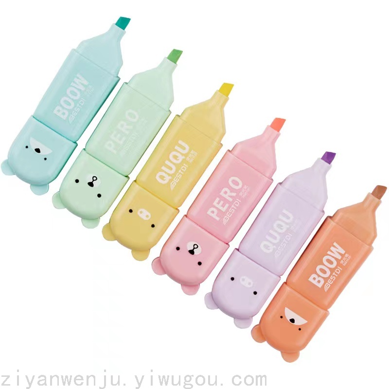 Mini Fluorescent Pen Set Macaron 6 Color Light Color Highlighter