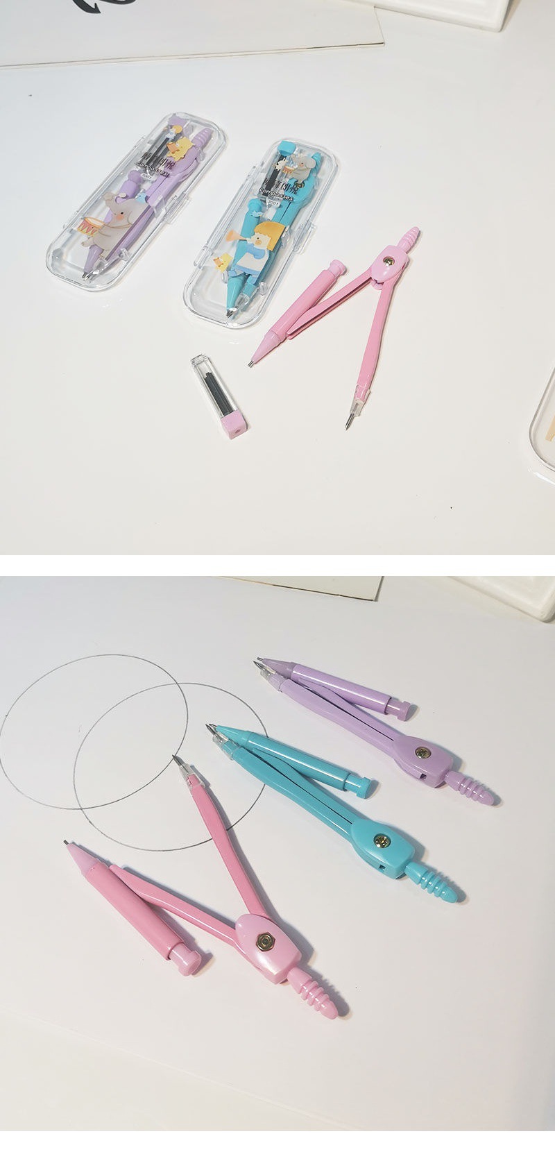 Compasses Ruler Set Elementary School Student Students' Supplies School Supplies Drawing Circle Tool Drawing Tool Compasses Metal