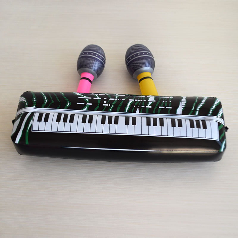 PVC Inflatable Electronic Keyboard Musical Instrument Toys Cross-Border Blowing Piano Factory in Stock Wholesale