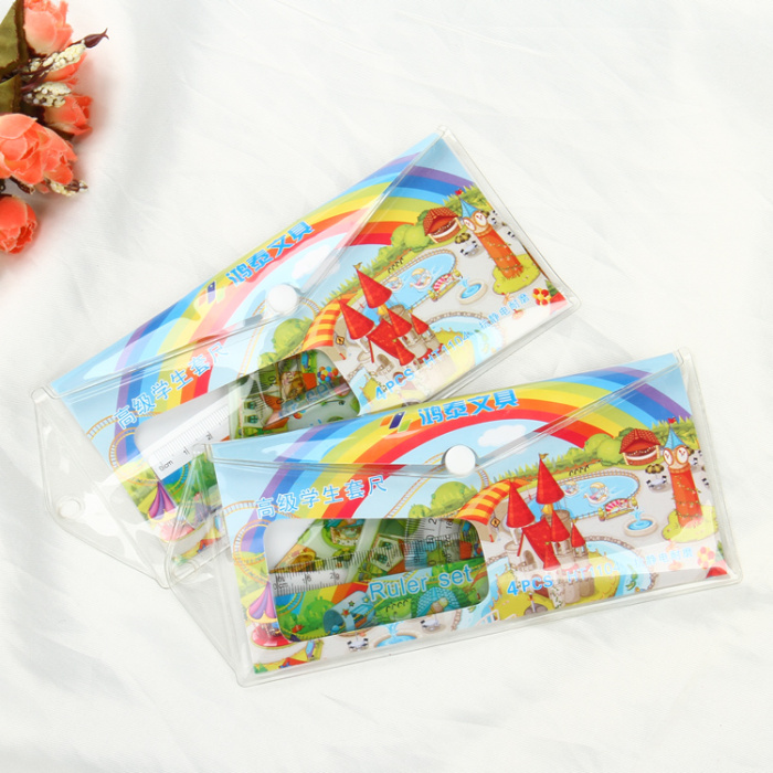 Wholesale cartoon cute drawing compasses triangular Protractor ruler set primary school stationery Wholesale cartoon cute drawing compasses triangular Protractor ruler set primary school stationery