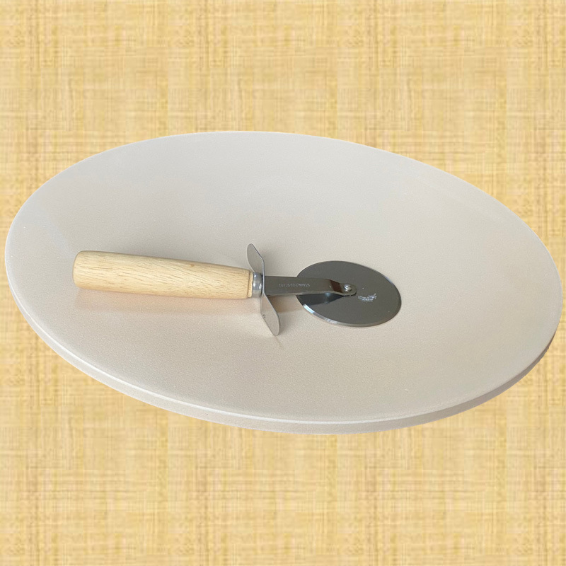 Baking Tool with Iron Wire Bracket High Temperature Resistance Pizza Plate with Pizza Cutter Cordierite Pizza Slate
