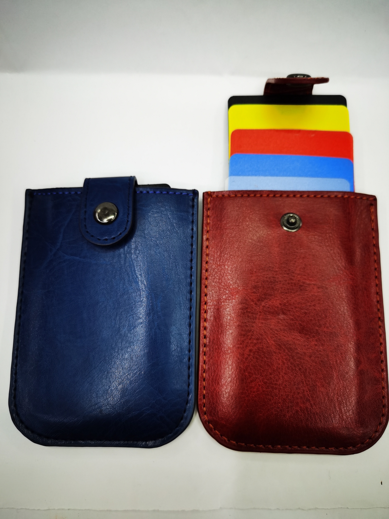 Step-Type Business Card Holder Push-Pull Business Card Case Buckle with Business Card Case Multi-Function Separated Light Wallet