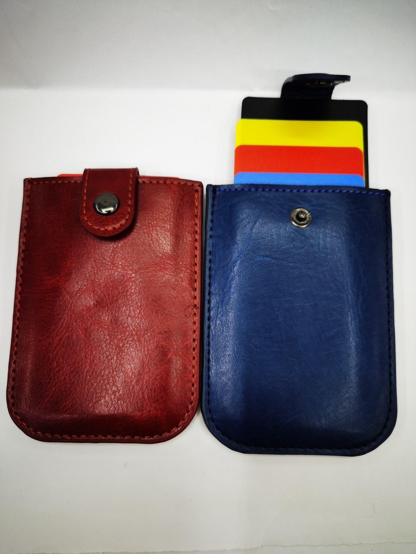 Step-Type Business Card Holder Push-Pull Business Card Case Buckle with Business Card Case Multi-Function Separated Light Wallet