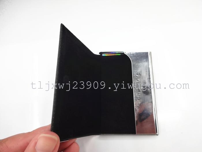 Leather and metal magnetic plain business card case card package Leather and metal magnetic plain business card case card package