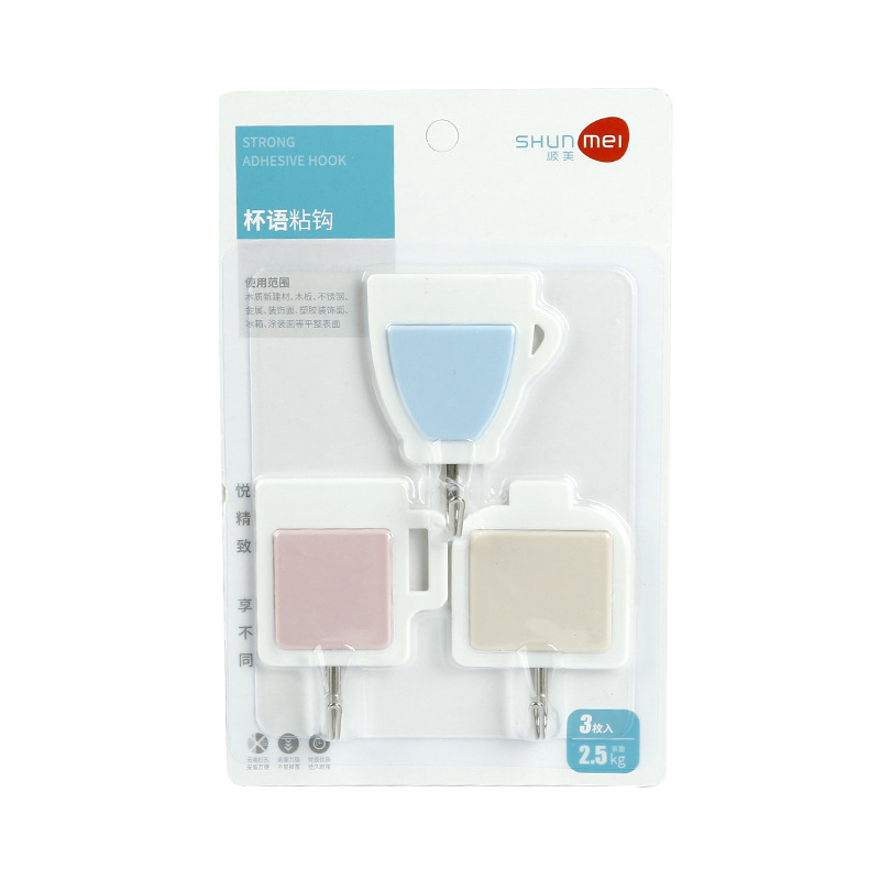 Shun Mei hook super glue Perforation -free wall hanging Cute Cartoon stuffed kitchen load-bearing household glue hook creativity