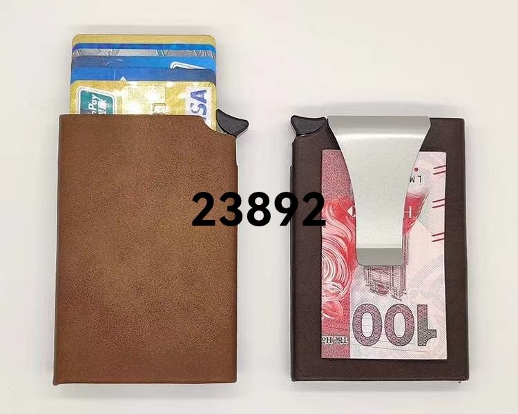 Pu Metal Dollar Clip Business Card Case Business Card Holder Automatic Push Type Credit Card Box Business Card Album