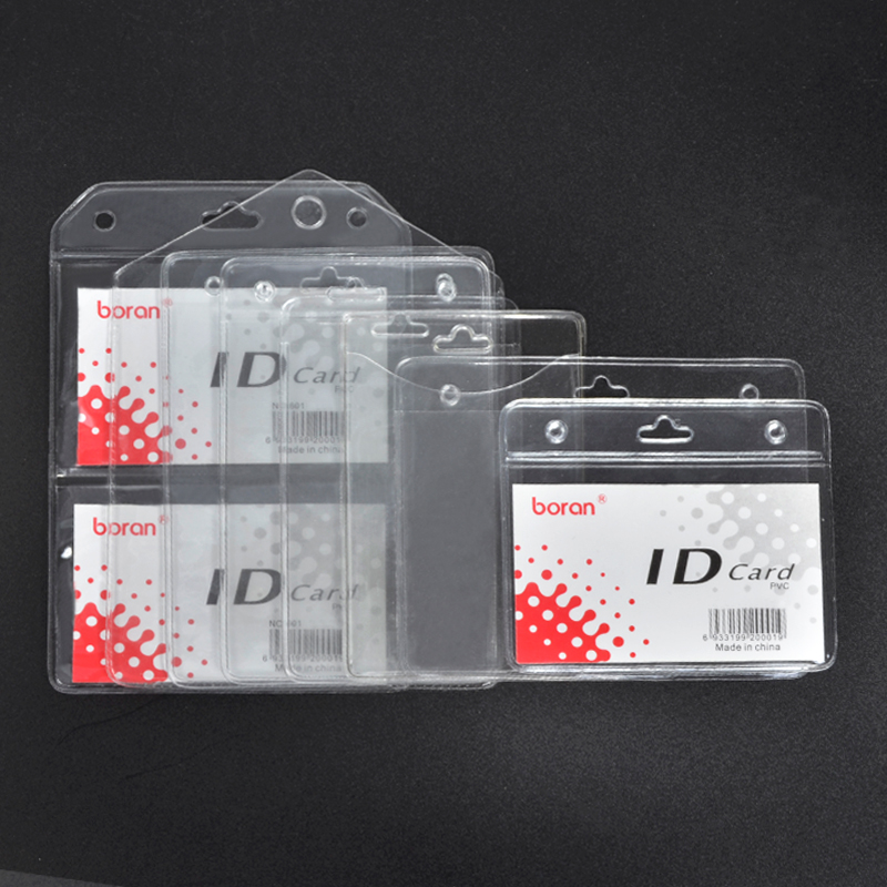 Customized Soft Film PVC ID Card Case Vertical Transparent Work Permit Name Tag Student Card Holder Exhibition Card Protective Cover