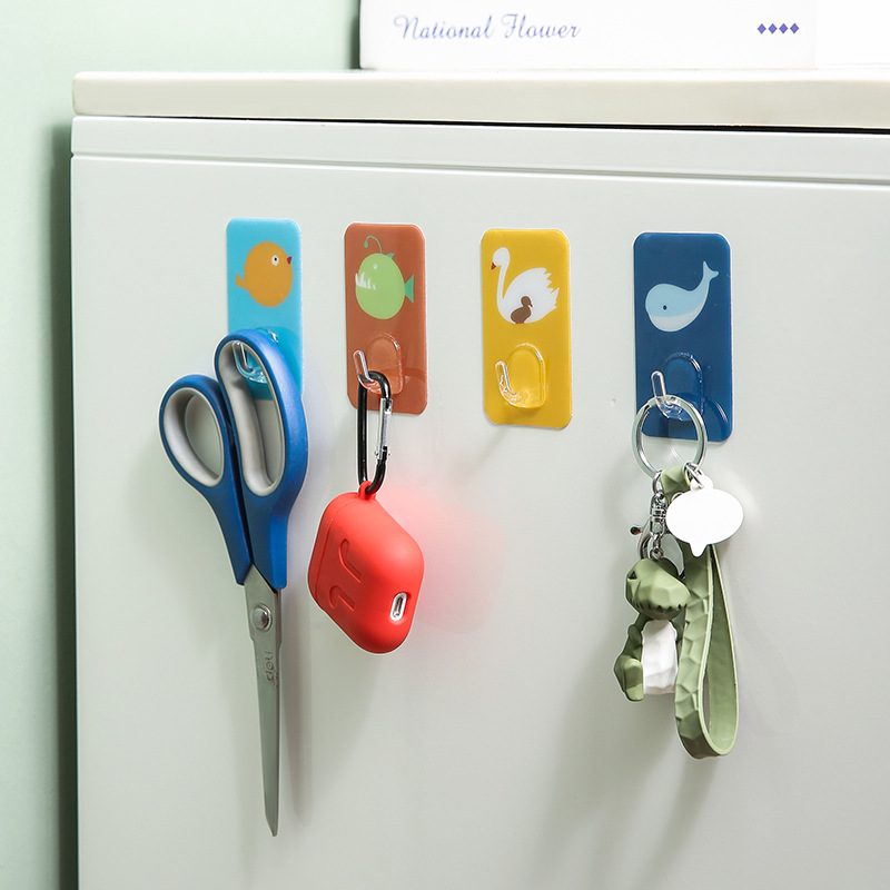 Strong Adhesive Wall-Mounted Wall-Mounted Wall-Mounted Creative Cute Kitchen Bathroom Punch-Free Load-Bearing without Trace Sticky Hook