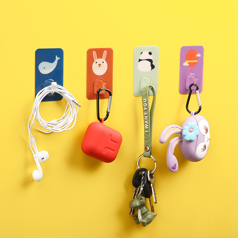 Strong Adhesive Wall-Mounted Wall-Mounted Wall-Mounted Creative Cute Kitchen Bathroom Punch-Free Load-Bearing without Trace Sticky Hook