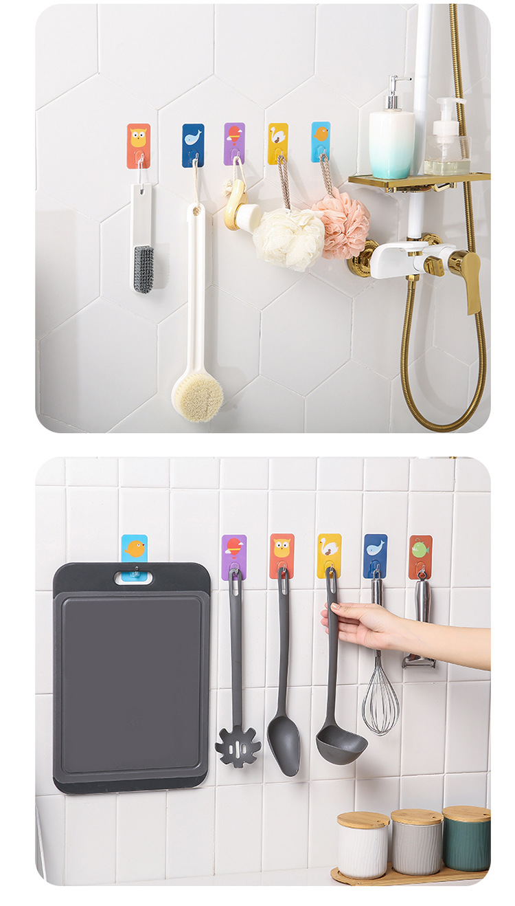 Strong Adhesive Wall-Mounted Wall-Mounted Wall-Mounted Creative Cute Kitchen Bathroom Punch-Free Load-Bearing without Trace Sticky Hook Strong Adhesive Wall-Mounted Wall-Mounted Wall-Mounted Creative Cute Kitchen Bathroom Punch-Free Load-Bearing without Trace Sticky Hook